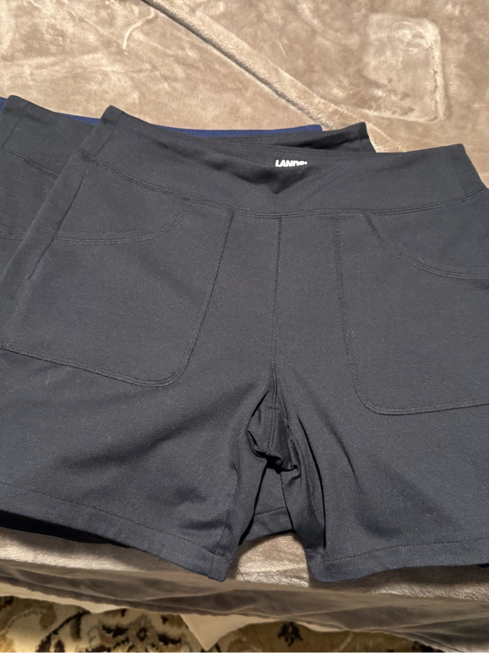 Set of 3 Lands End 2 Black and 1 Navy Athletic Pocket Shorts